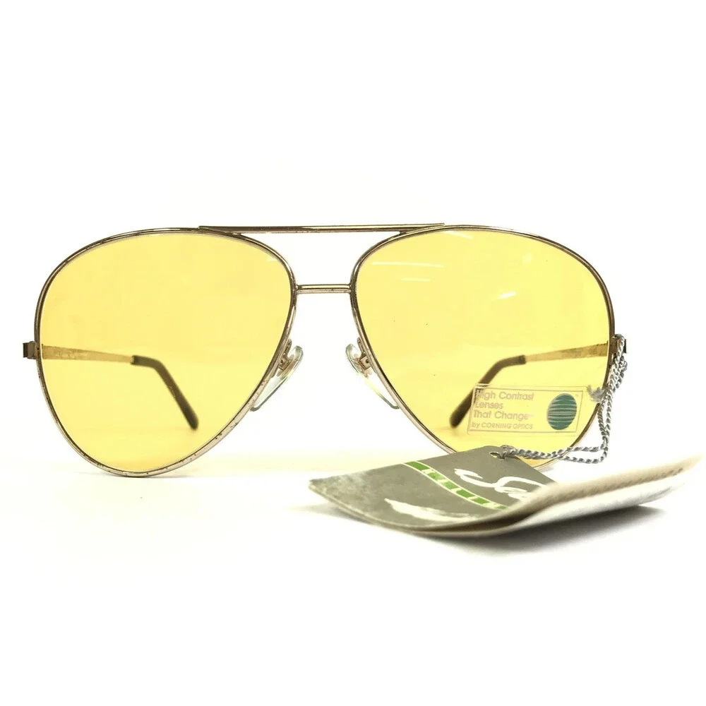 Vintage Serengeti Sunglasses Mens 5123S Kilimanjaro Gold Aviator Yellow